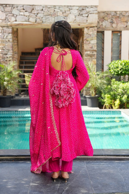 Fuchsia Crepe Suit Set