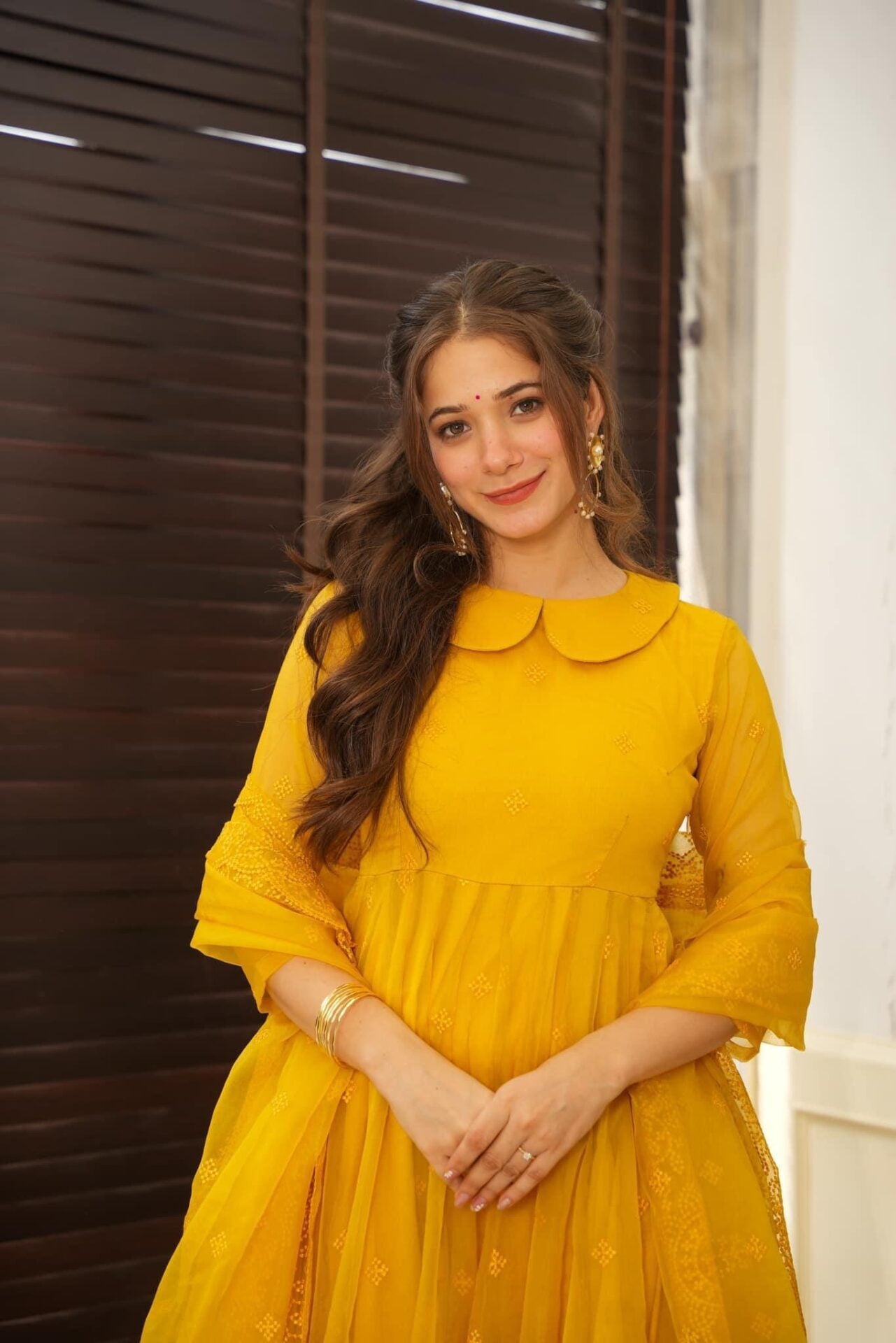 Lightning yellow organza suit set