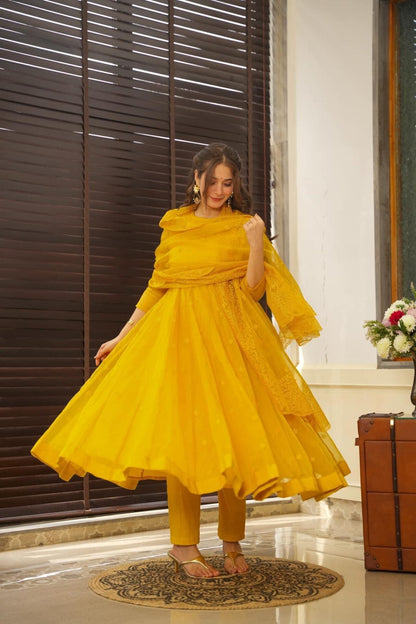 Lightning yellow organza suit set