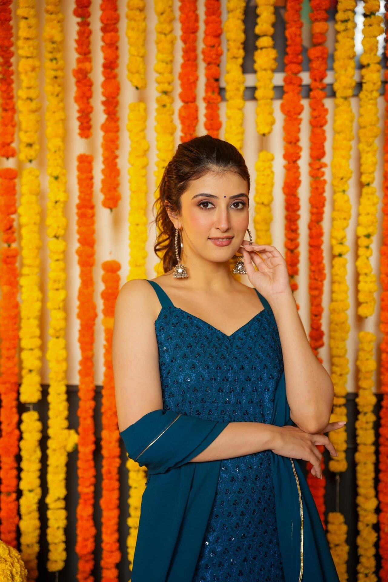 Akshara blue embroidered georgette set