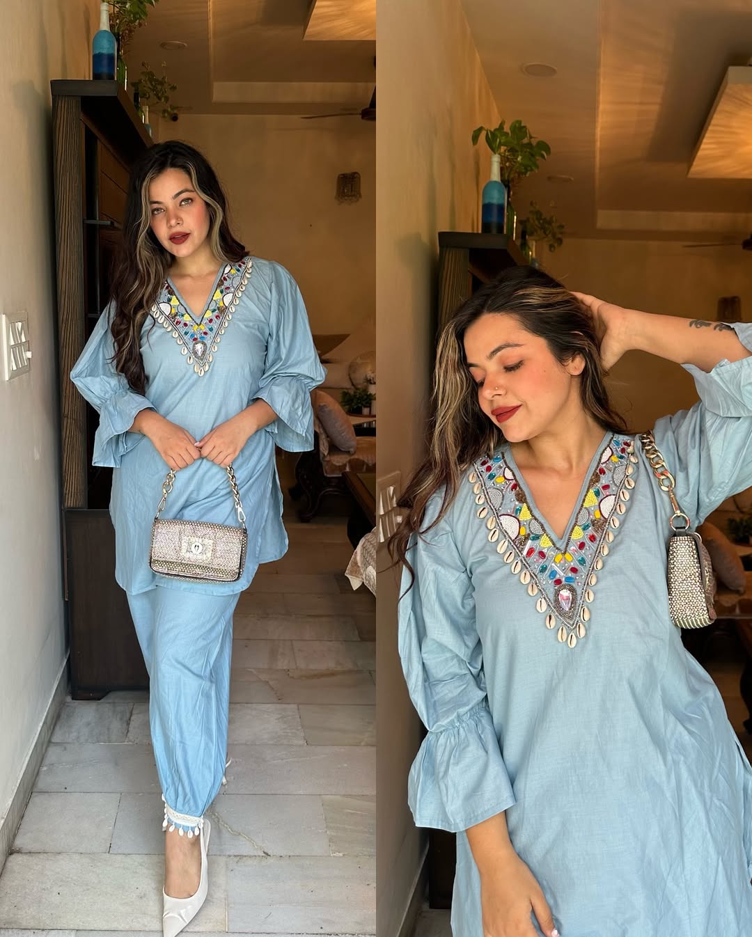 Blue Embroidered Set