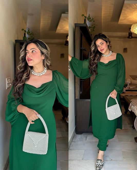 Green Satin Suit Set
