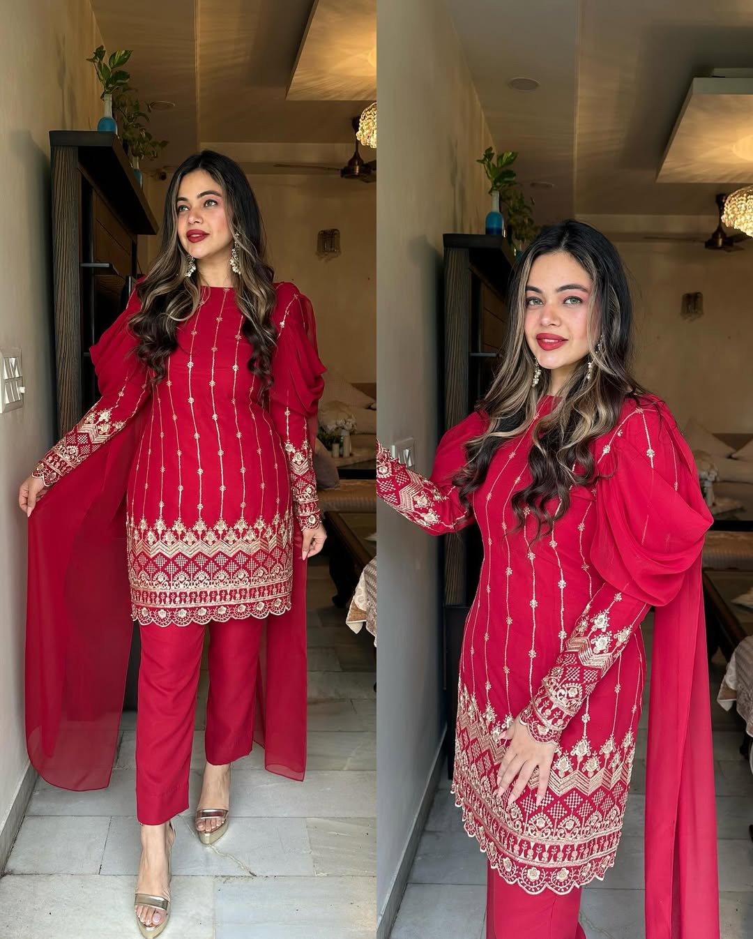 Red Embroidered Set