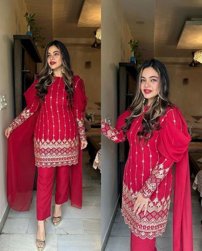 Red Embroidered Set