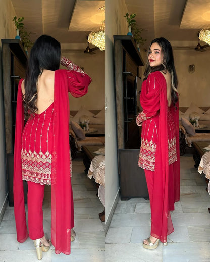 Red Embroidered Set