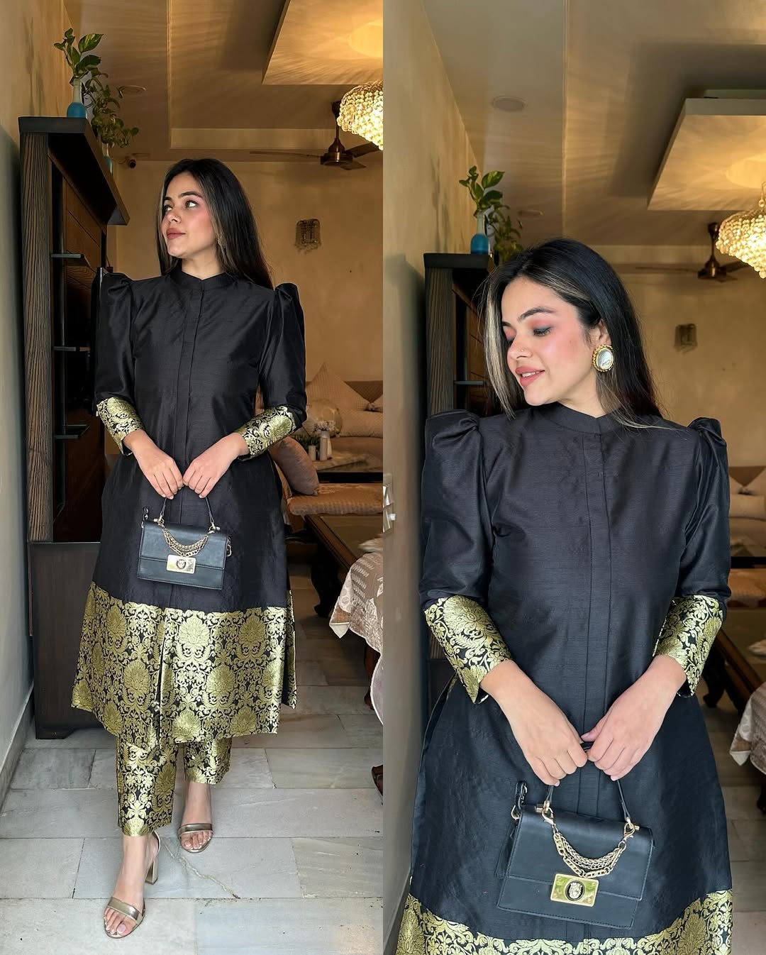 Black & Gold Embellished Set