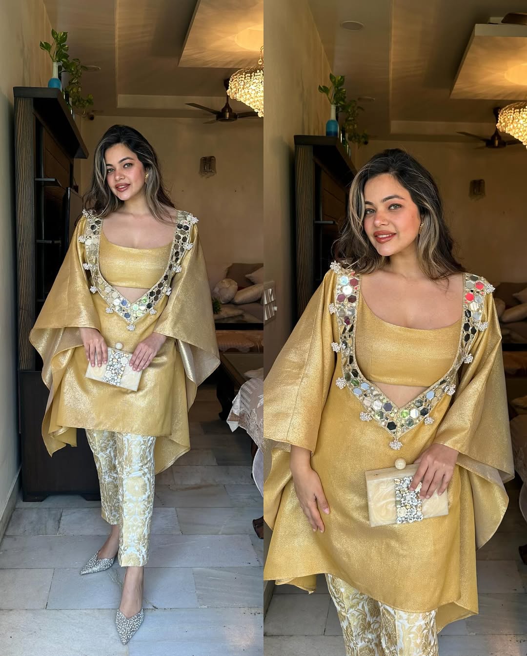 Gold Sequined Tunic Set