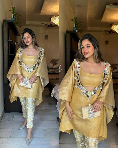 Gold Sequined Tunic Set