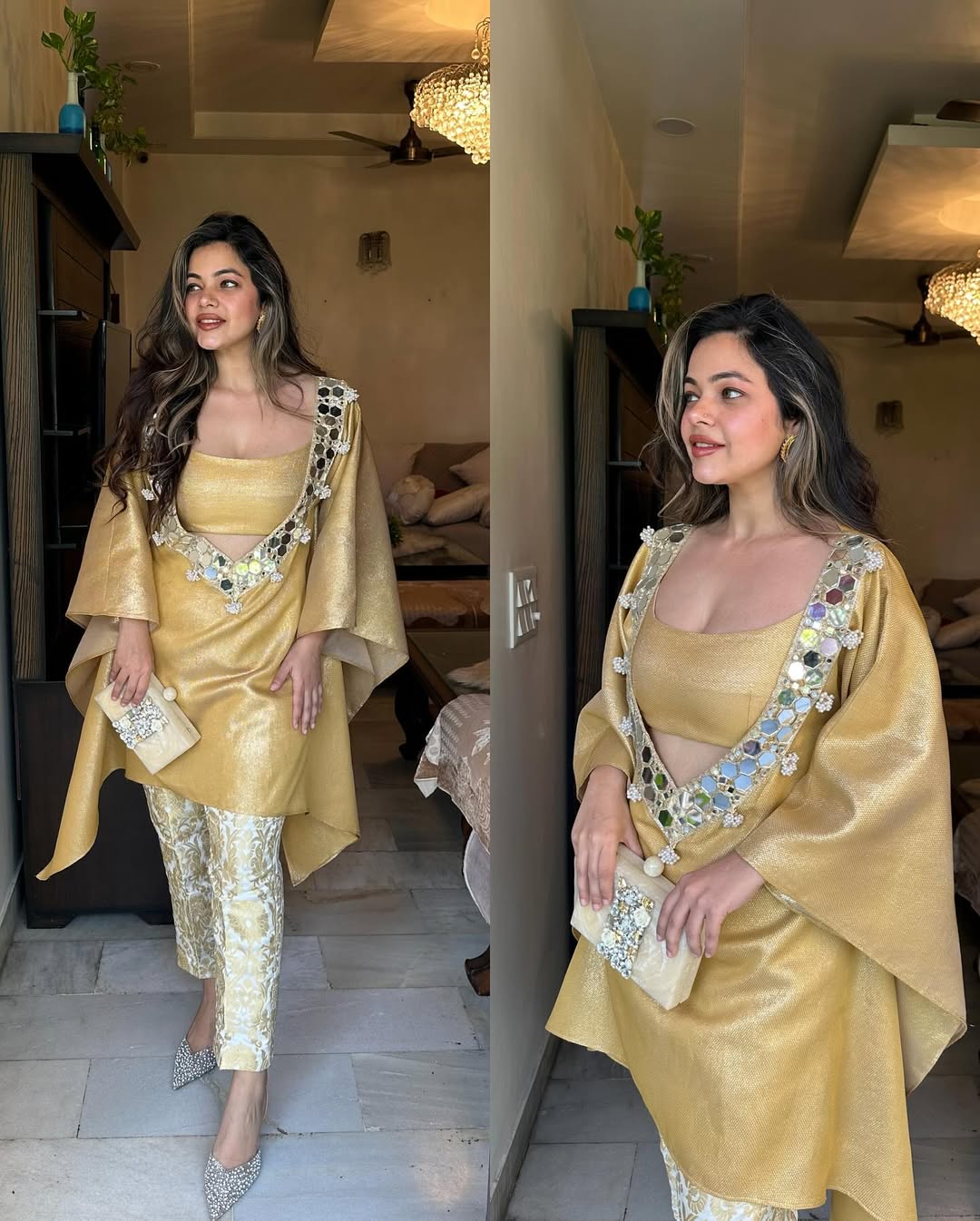 Gold Sequined Tunic Set