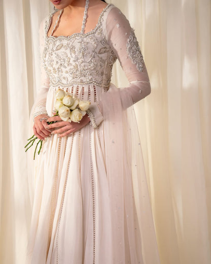 Ethereal Blush Embellished Anarkali Set