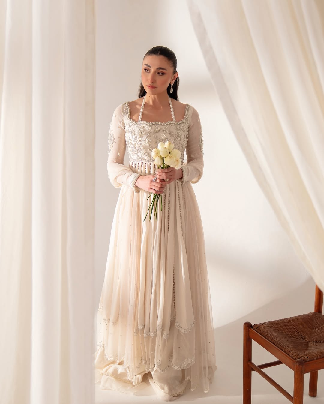 Ethereal Blush Embellished Anarkali Set