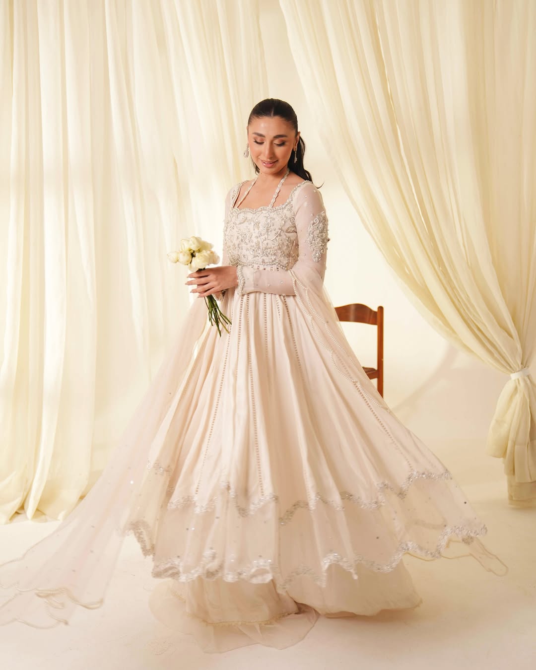 Ethereal Blush Embellished Anarkali Set