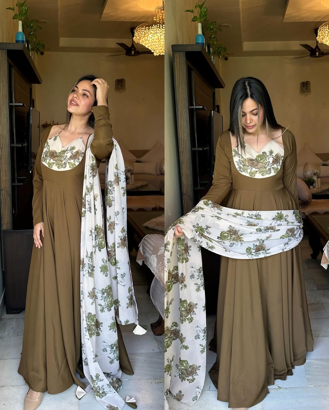 Olive Green Floral Set