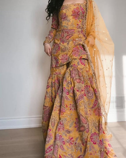 Haldi Ready in This Sunshine Sharara