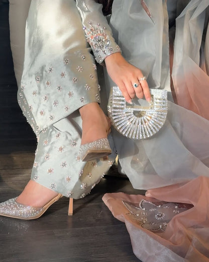 Aqua Blue Silk Blend Kurta Set