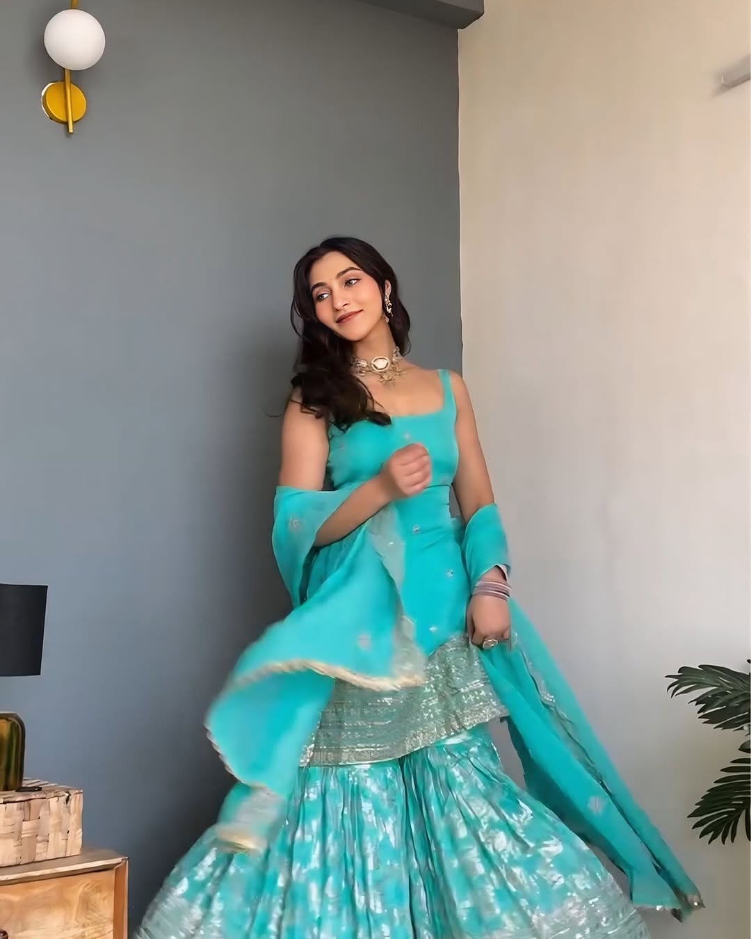 Aqua Sharara Charm Sharara SUit Set