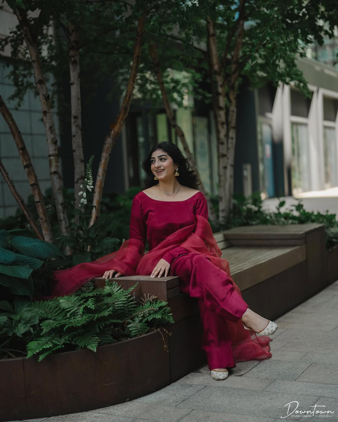 Red Silk Embroidered Kurta Set