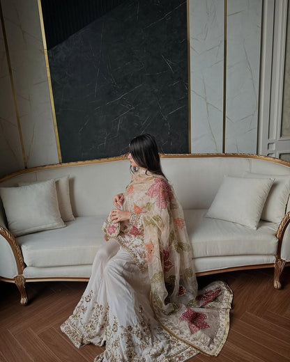 White Bridal Silk Chiffon Set