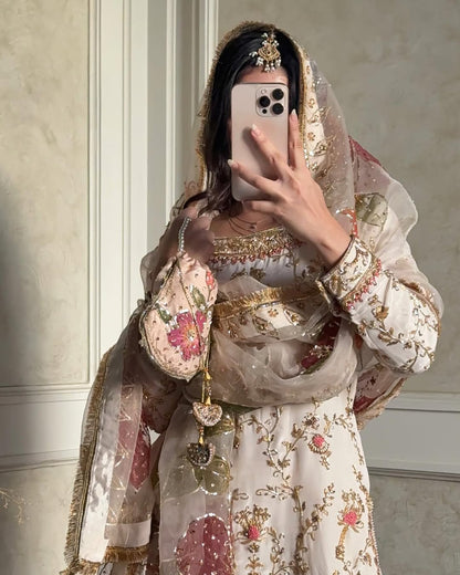 White Bridal Silk Chiffon Set