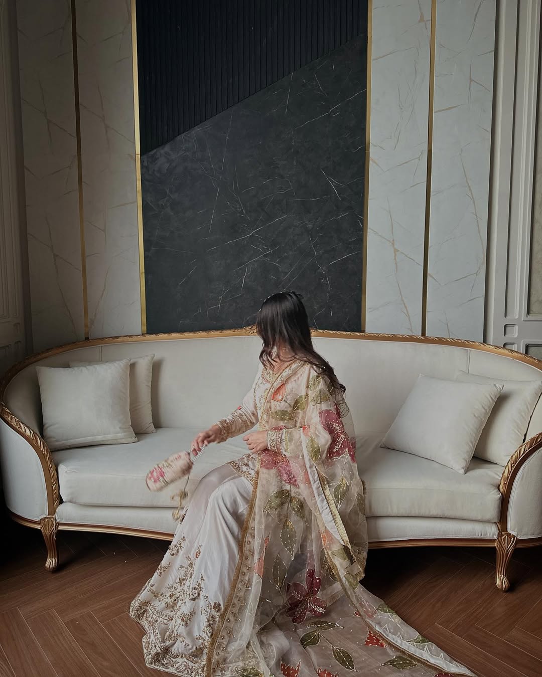 White Bridal Silk Chiffon Set