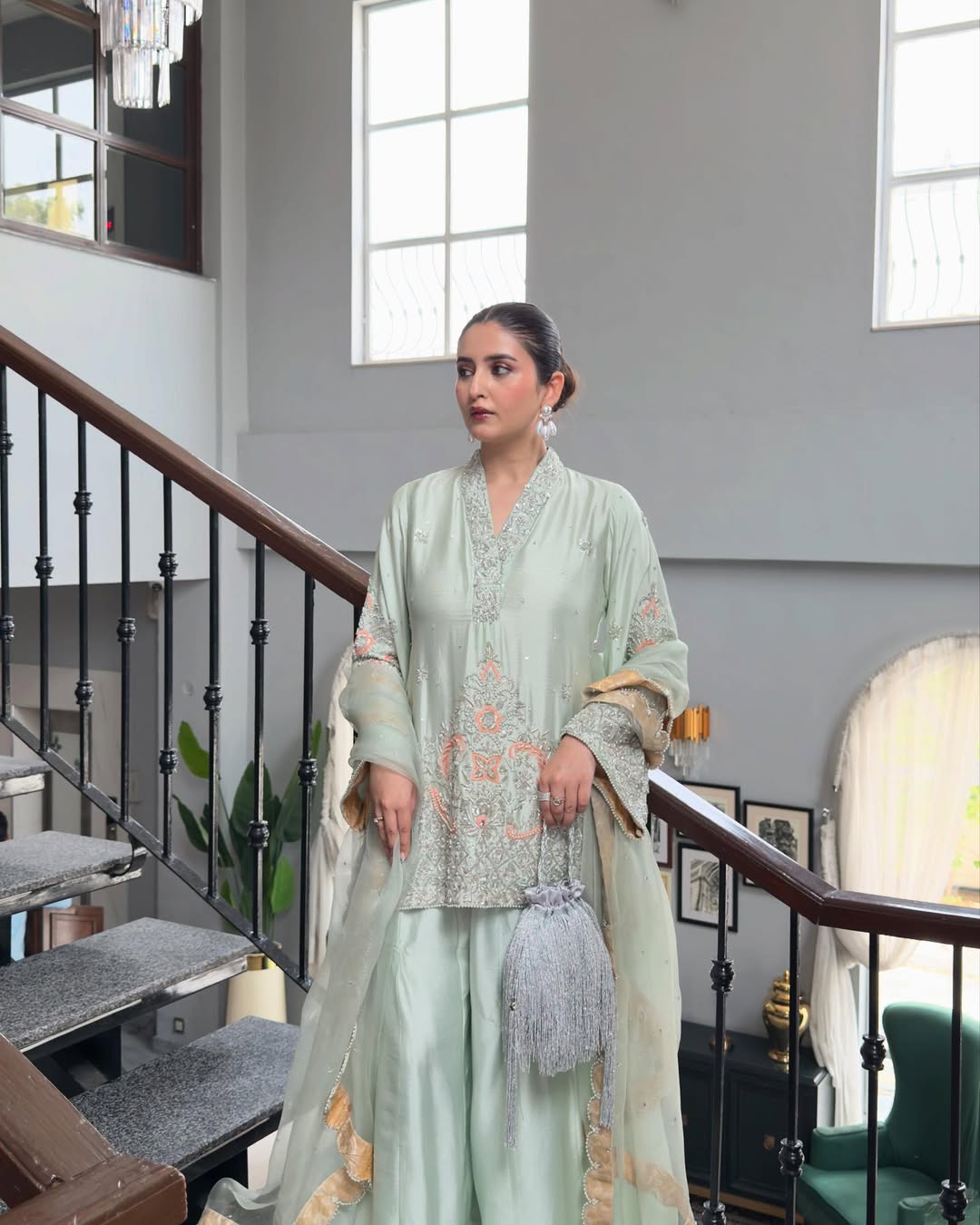 Ivory Pearl Luxury Sharara Ensemble