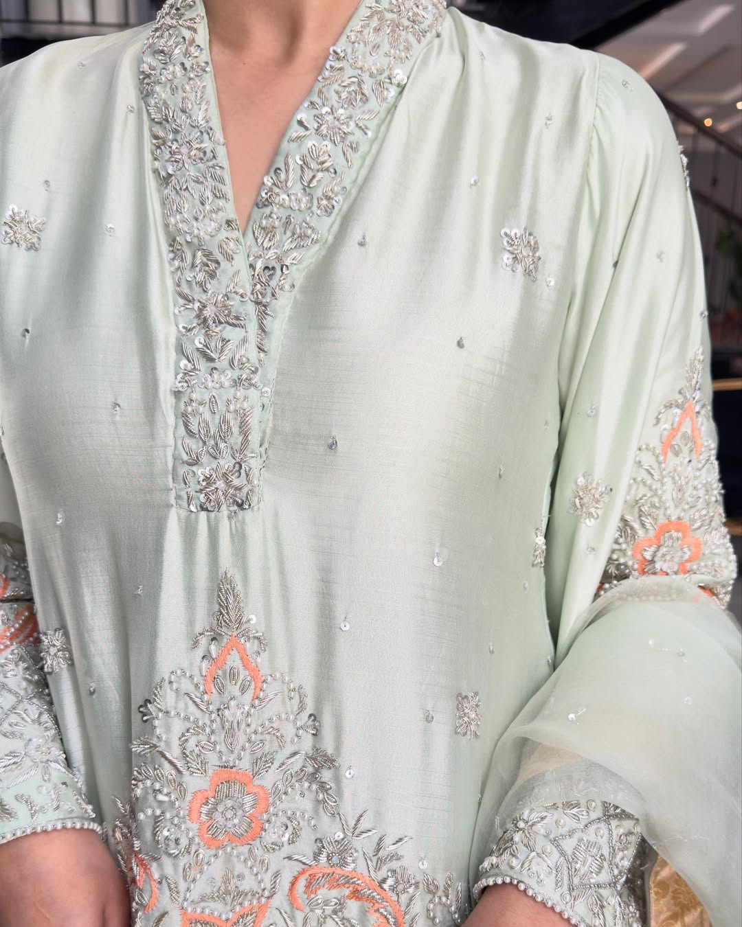 Ivory Pearl Luxury Sharara Ensemble