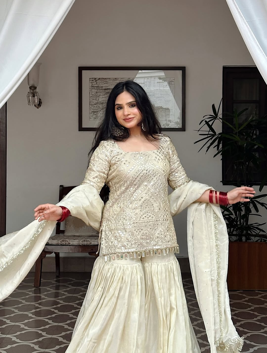 Ayesha Ivory Elegance Sharara Set