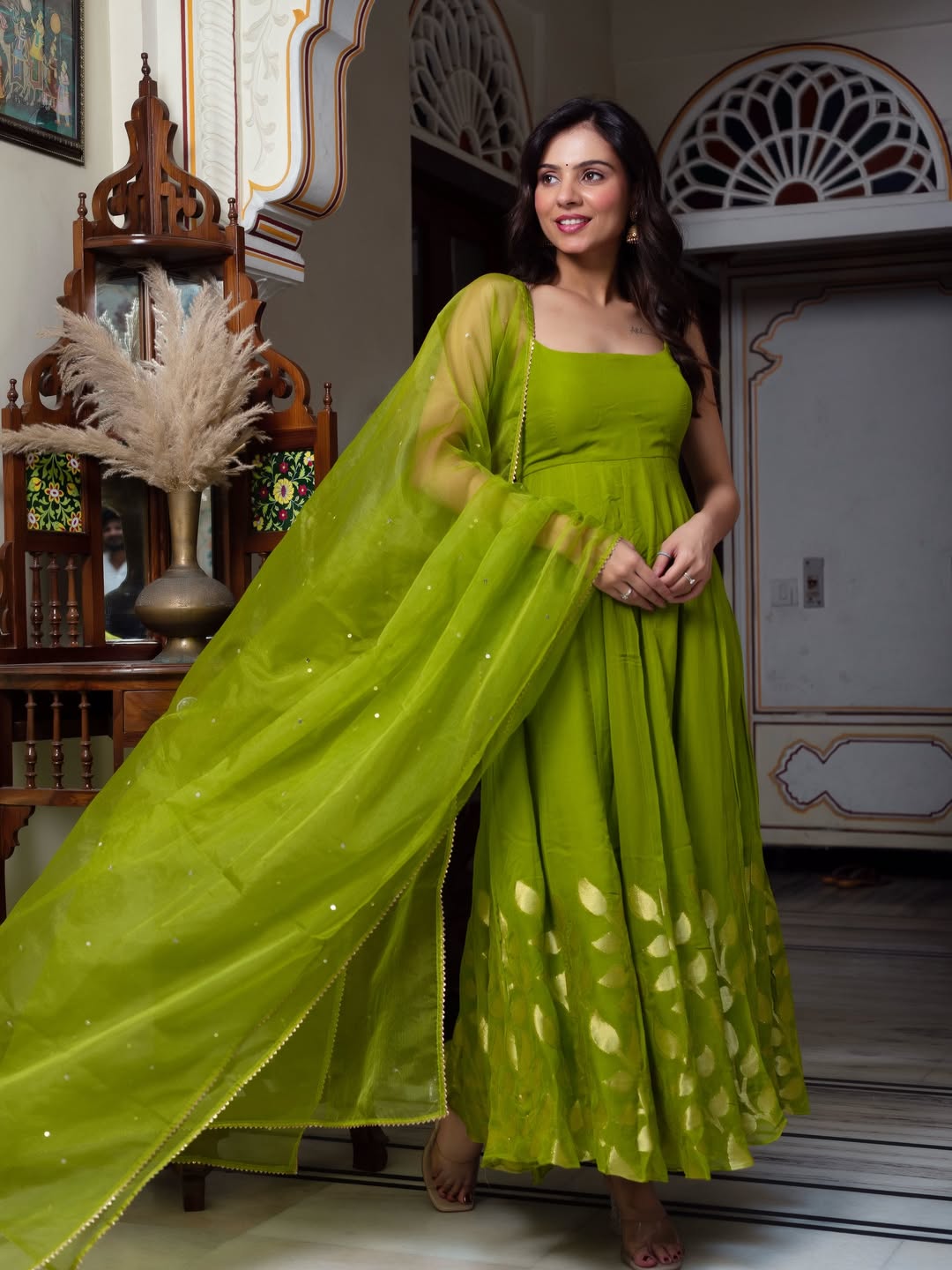 Lime Radiance Anarkali Suit Set