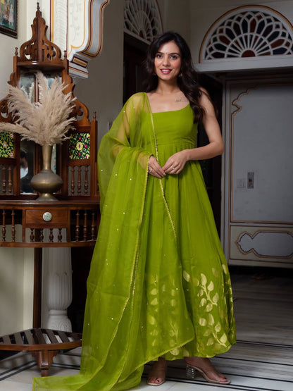 Lime Radiance Anarkali Suit Set
