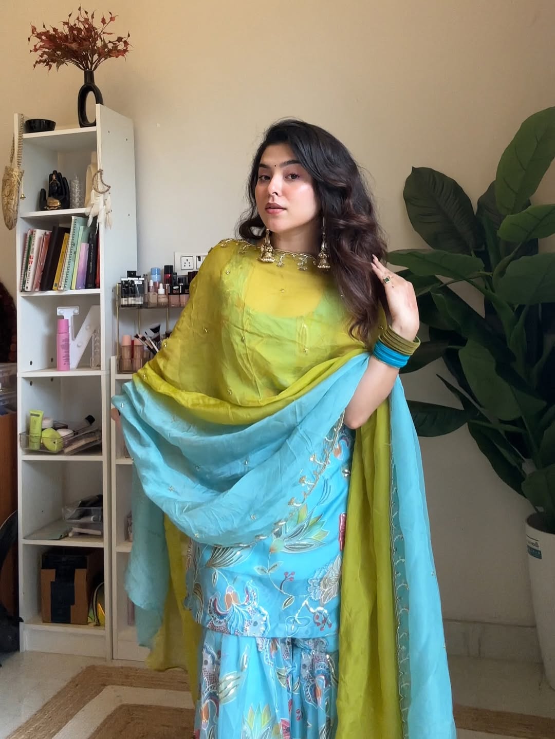 Aqua Bloom Elegance Sharara