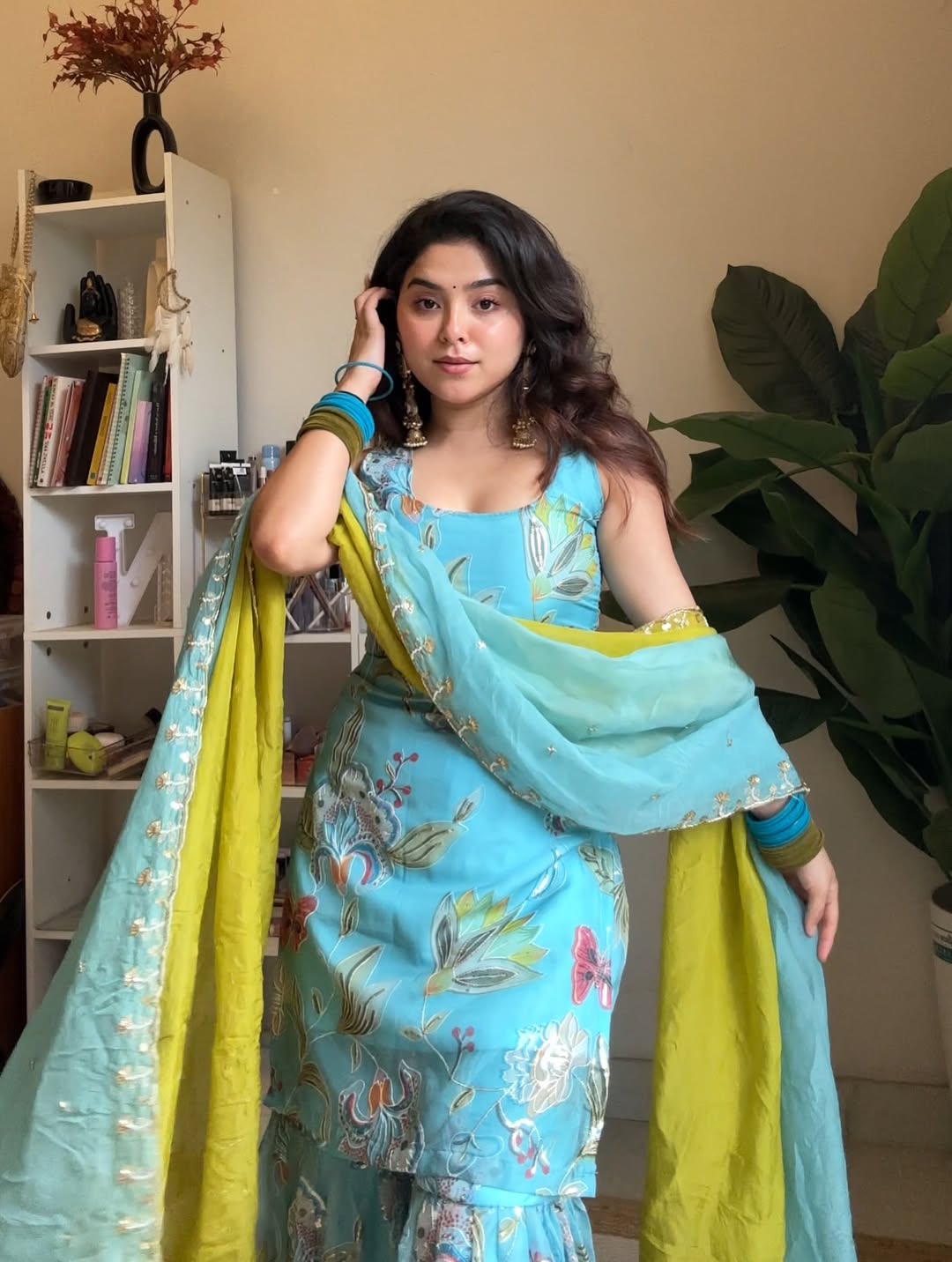 Aqua Bloom Elegance Sharara