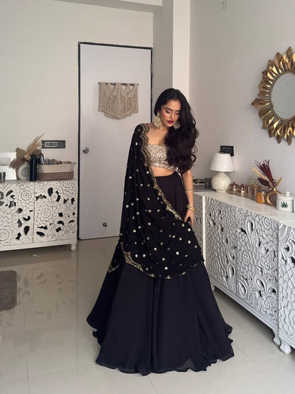 Black Elegance Georgette Noir Glow Lehenga choli