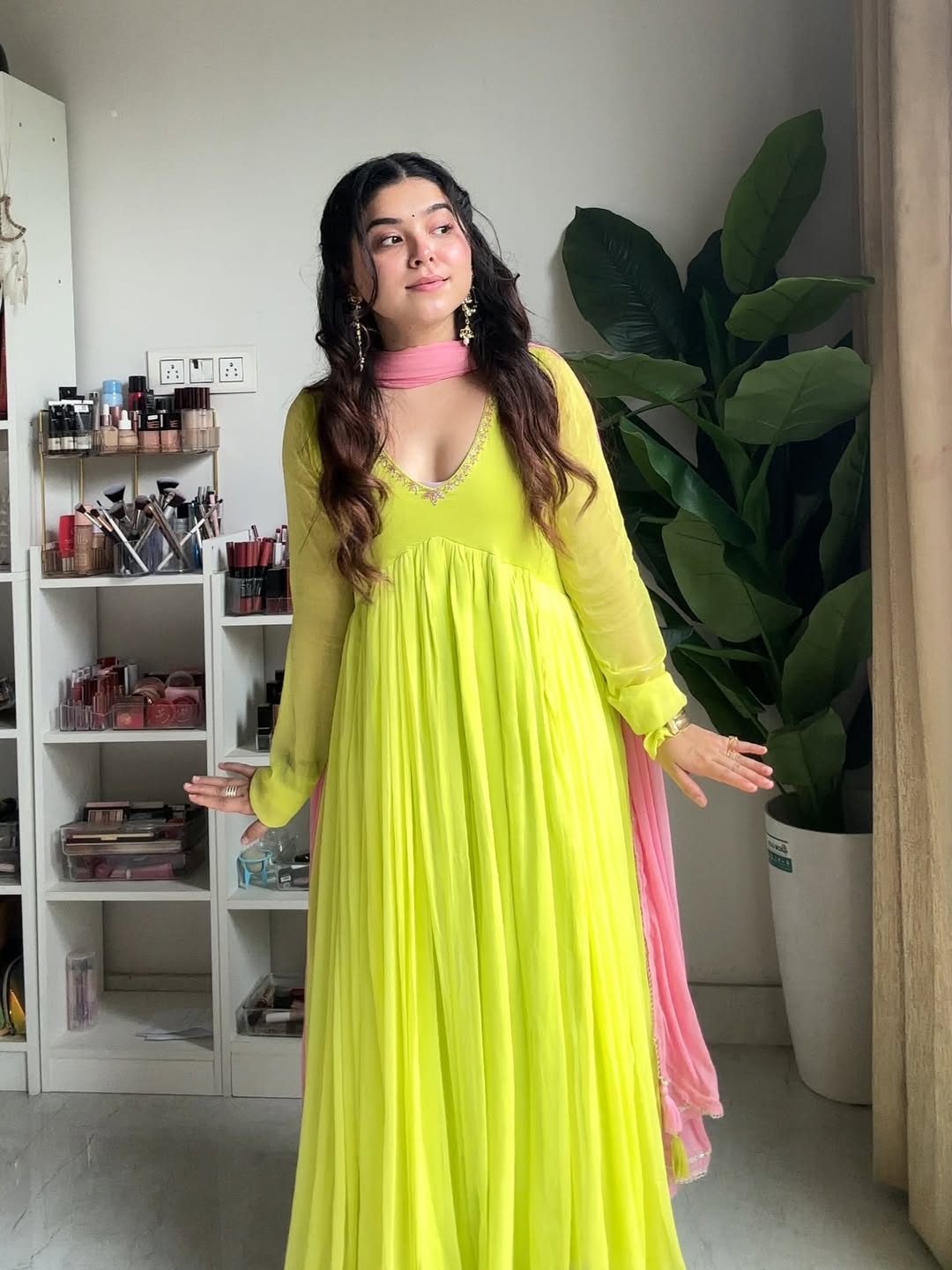 Neon Bliss Anarkali Suit Set