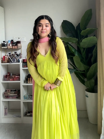 Neon Bliss Anarkali Suit Set