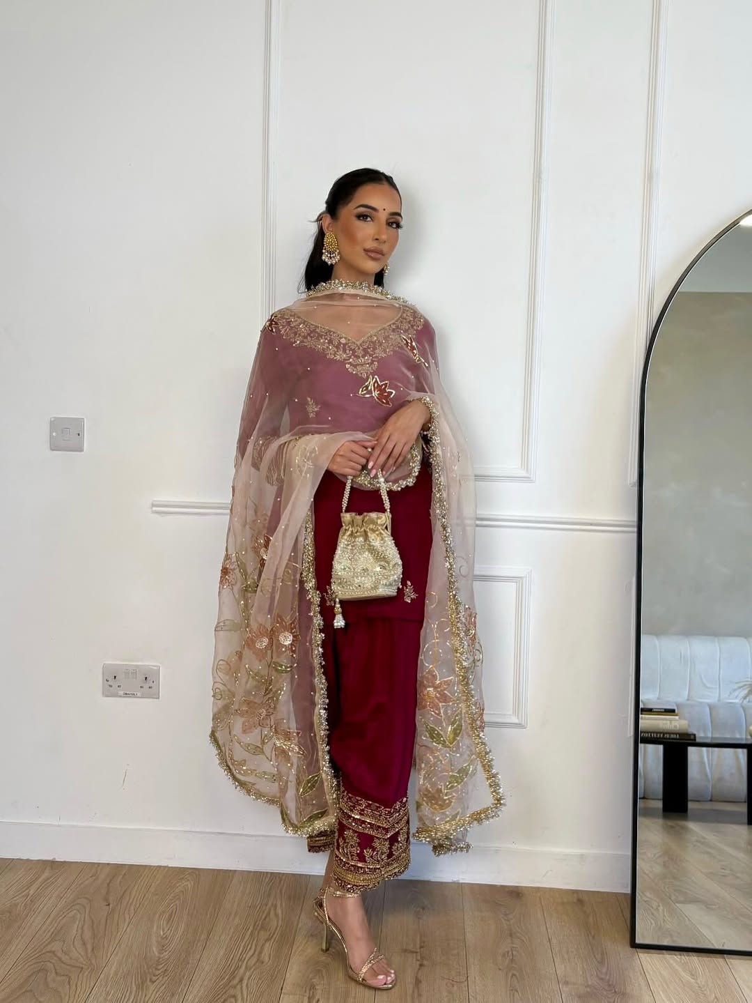 Maroon Royal Glam Sharara Ensemble