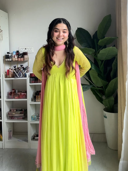 Neon Bliss Anarkali Suit Set
