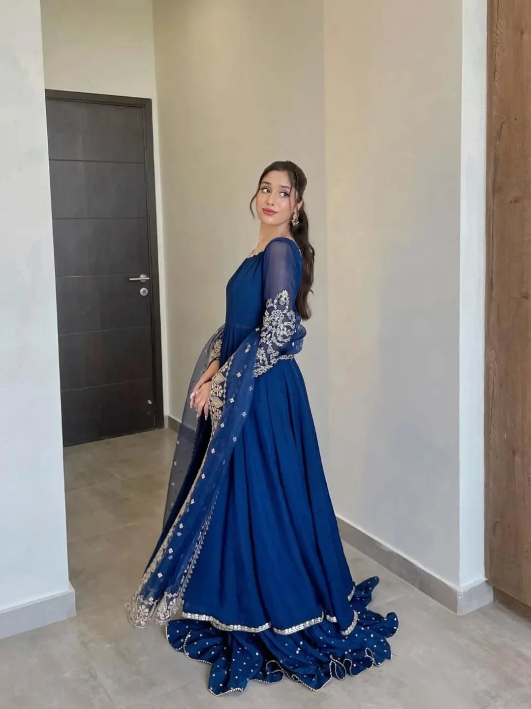 Navy Blue Anarkali Suit