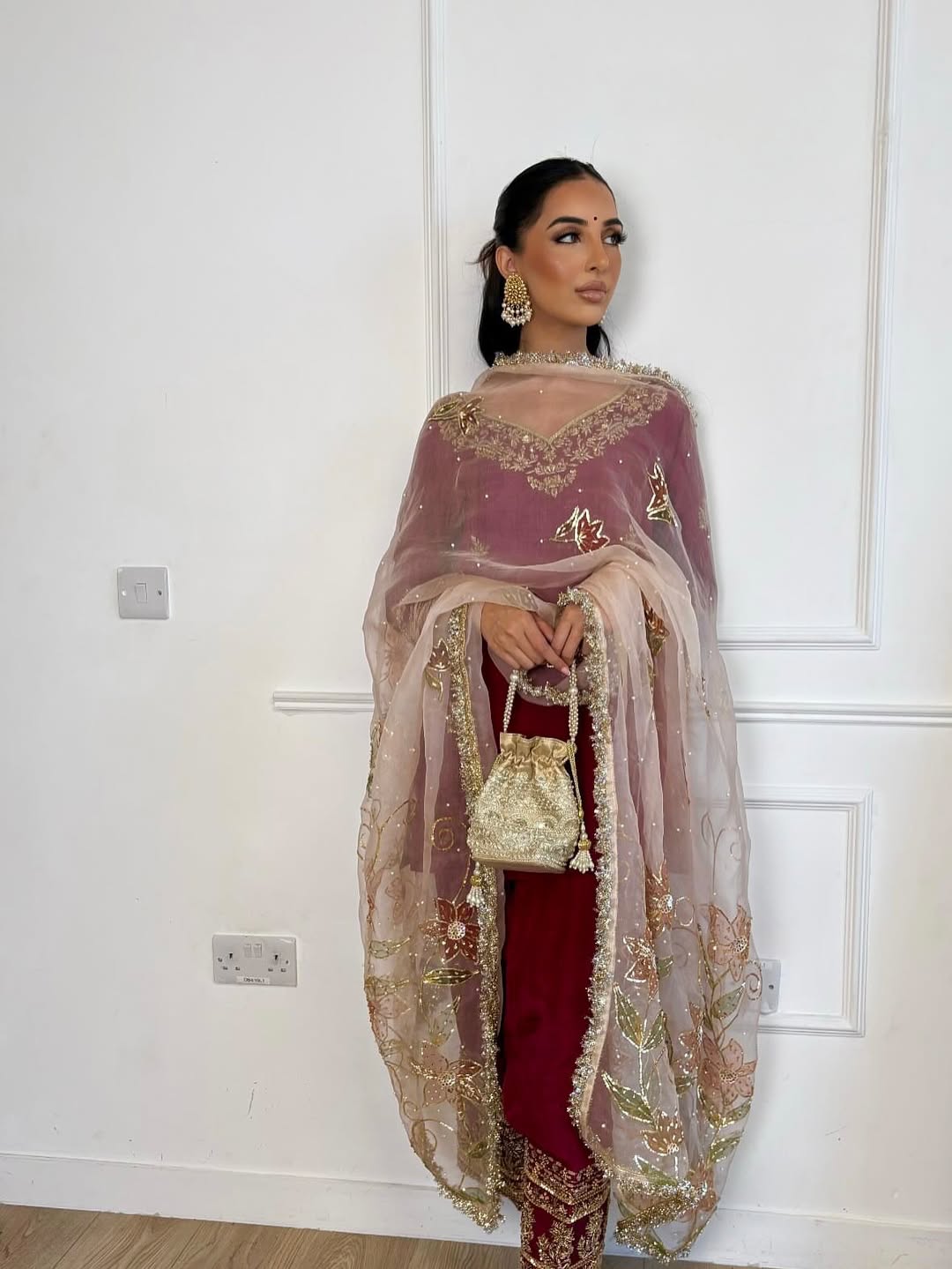 Maroon Royal Glam Sharara Ensemble