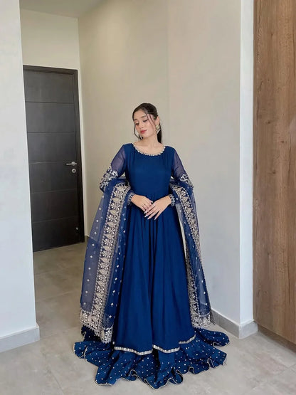 Navy Blue Anarkali Suit