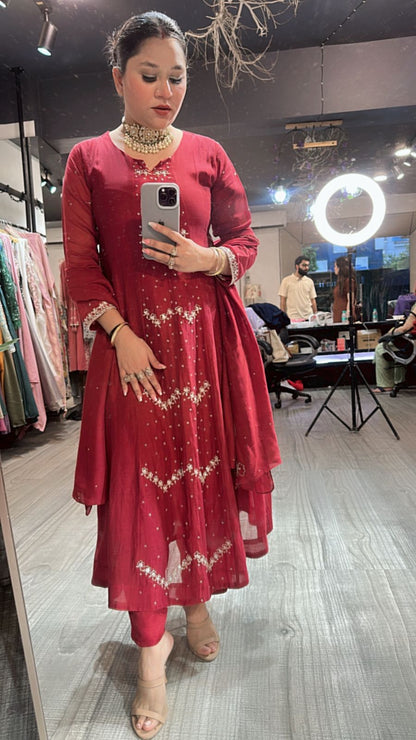 Red Ruby Hand Work Suit