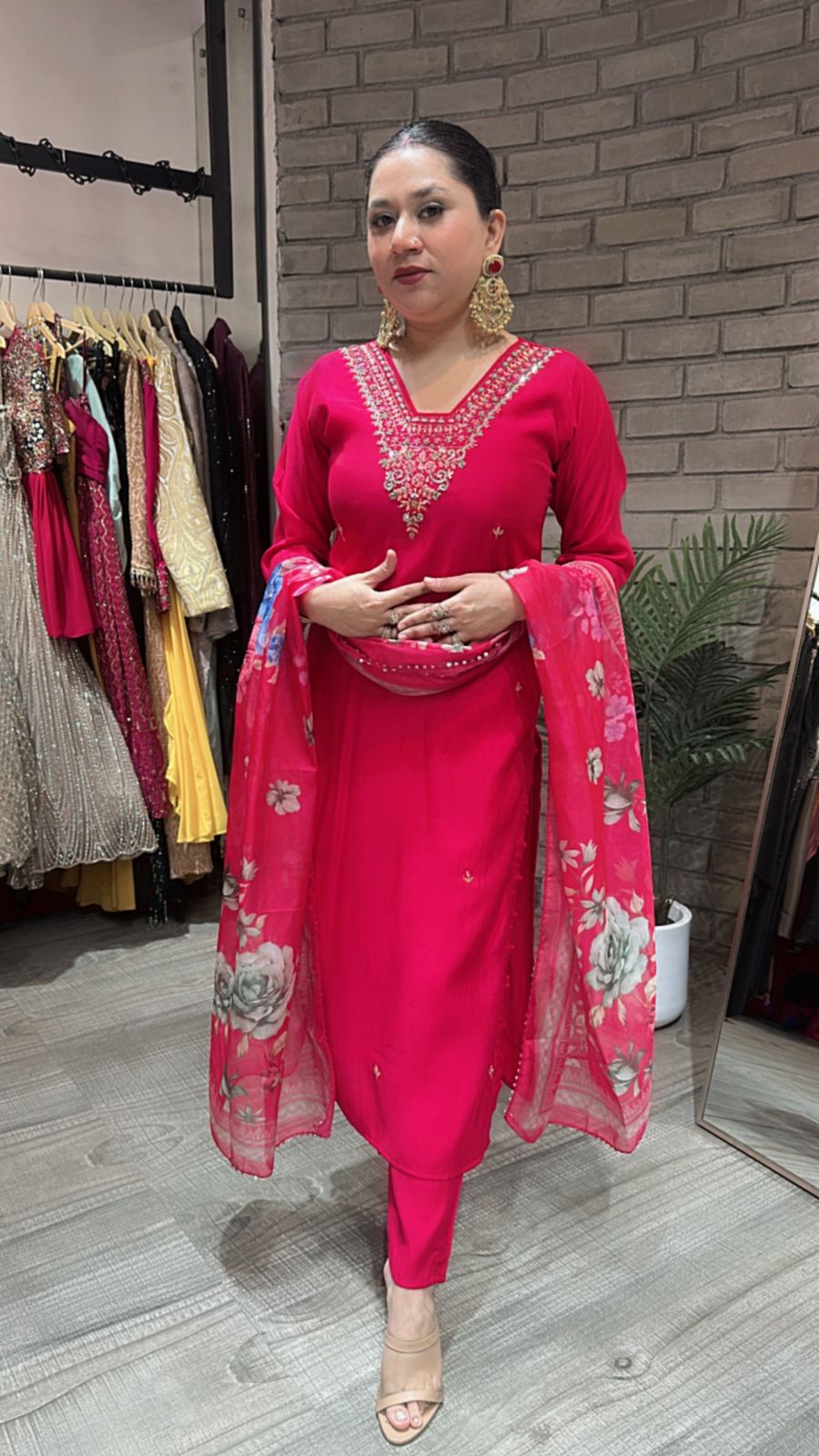 Jantar Mantar Hot pink suit