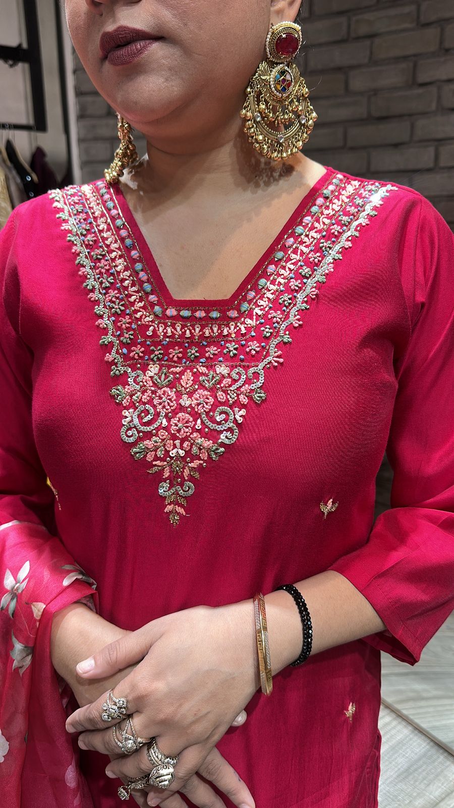 Jantar Mantar Hot pink suit