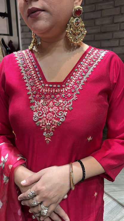 Jantar Mantar Hot pink suit