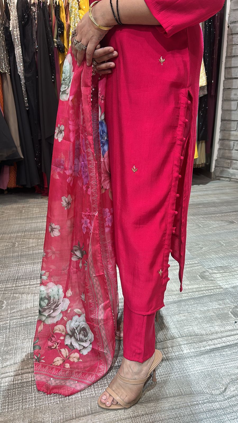 Jantar Mantar Hot pink suit