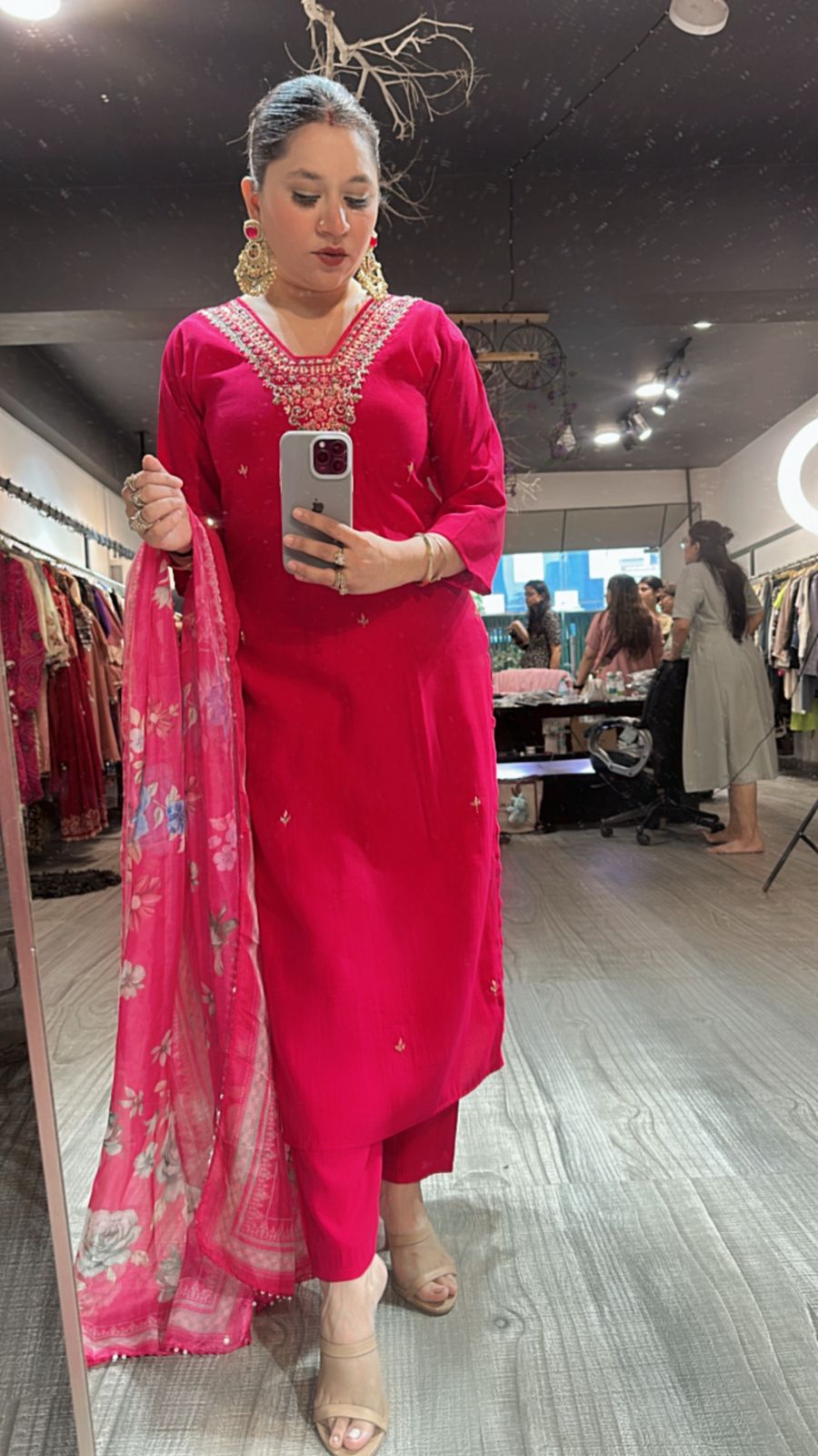 Jantar Mantar Hot pink suit