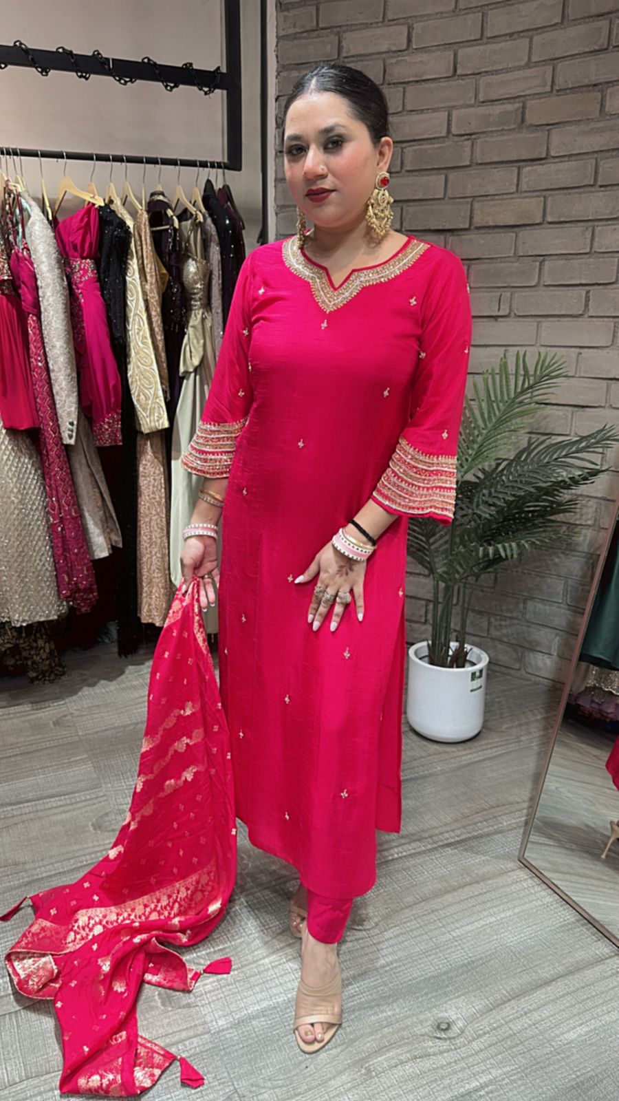 Oorja Fuchsia pink Designer Suit