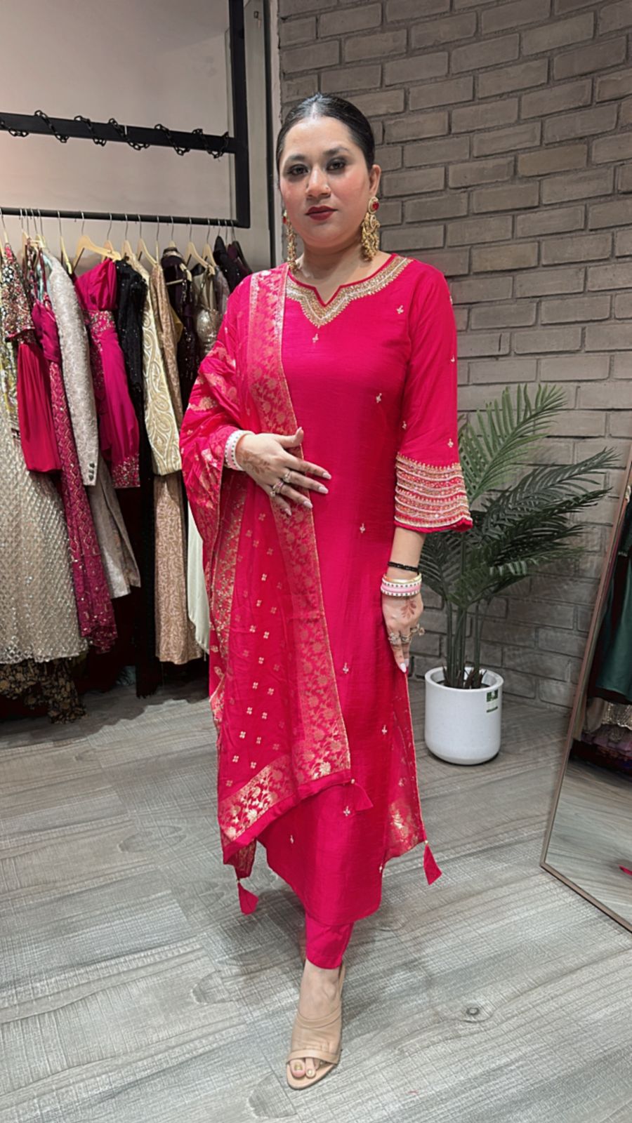 Oorja Fuchsia pink Designer Suit