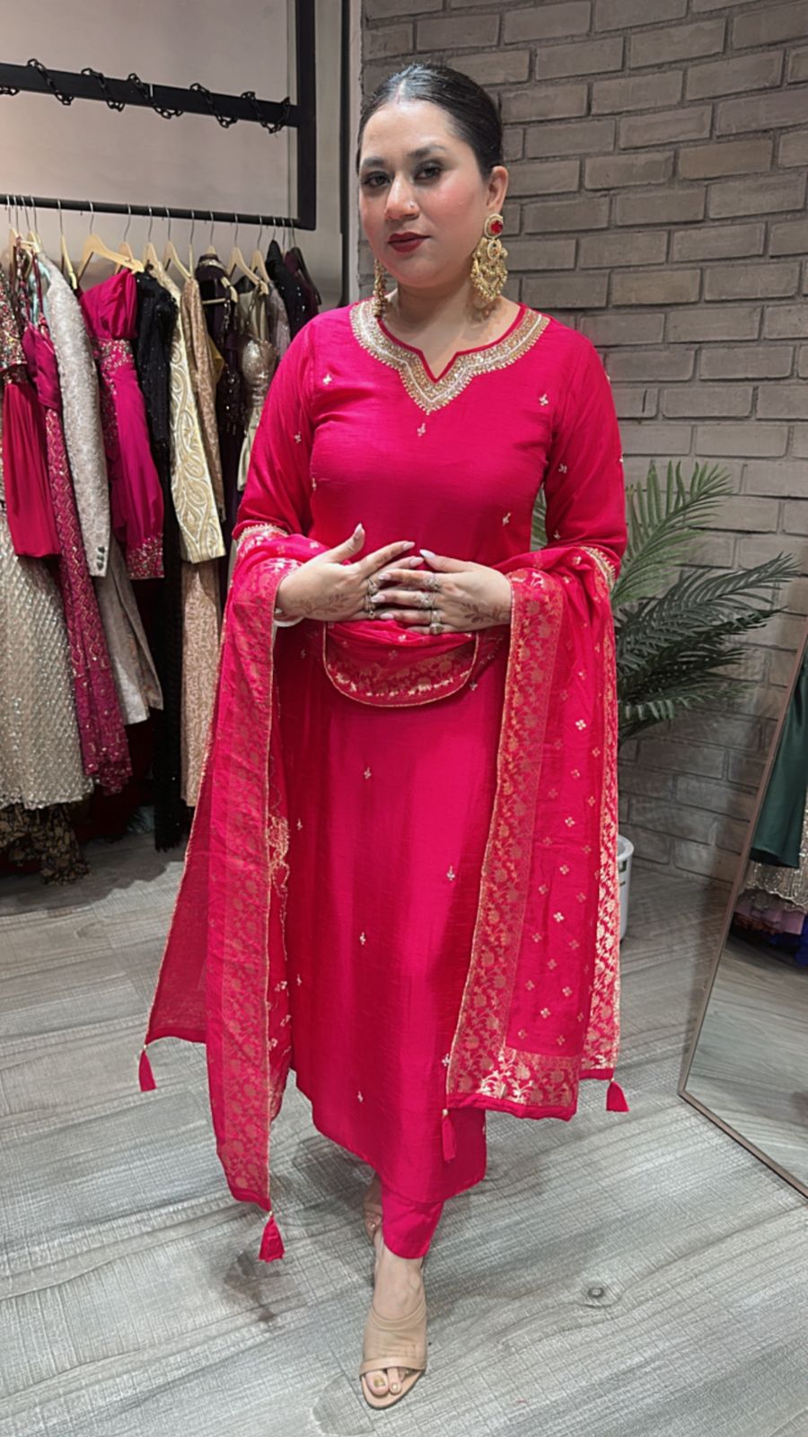 Oorja Fuchsia pink Designer Suit