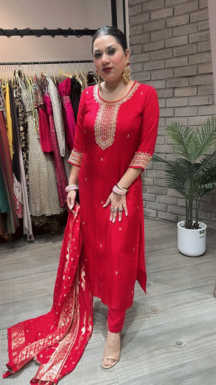 Sindoor Red Designer Suit