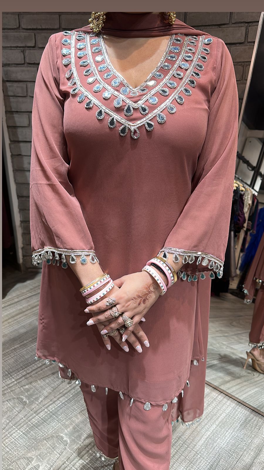 Rakhi Rust Mirror suit
